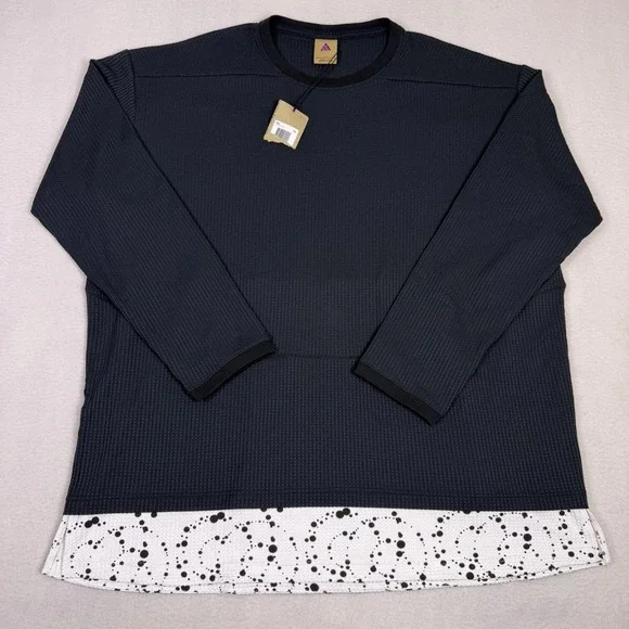 NWT Nike ACG Mens XXL Black Waffle Knit Layered Long Sleeve Shirt AQ3519-010 - Picture 1 of 10